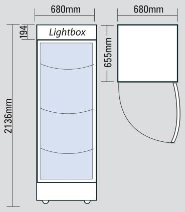 Bromic UF0500LF Upright Freezer With Light Box 1 Glass Door