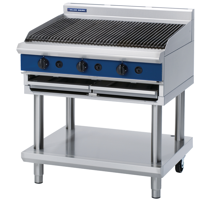 Blue Seal G596-LS Chargrill 900mm With Leg Stand Nat Gas
